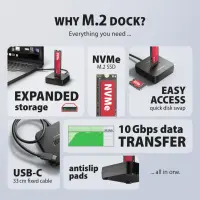Axagon ADSA-M2C11L HDD/SSD dokkimisjaam USB 3.2 Gen 2 (3.1 Gen 2) Type-C Must – pilt 4