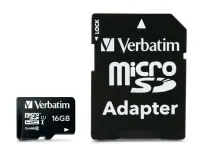 Verbatim 44082 Premium U1 Micro SDHC Memory Card 16GB + microSD to SD Adapter