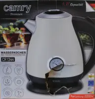 SALE OUT. Camry CR 1344 Electric kettle with a thermometer 1,7L, Cream | SALE OUT. | Camry Kettle with a thermometer | CR 1344 | Electric | 2200 W | 1.7 L | Stainless steel | 360° rotational base | Cream | DAMAGED PACKAGING