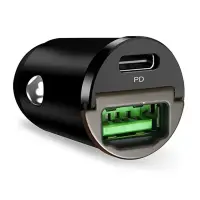 Puro Mini, USB-A, USB-C, 30 W, must - Autolaadija