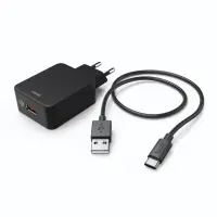 HAMA Quick Charger With USB-C cable, 19,5W, 1,5m, must - Laadimisadapter kaabliga