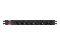 LANBERG PDU 19inch 1U 16A 8x Shuko 2m