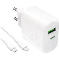 Puro Pro Lite Charger + USB-C cable, 45 W, valge - Laadija