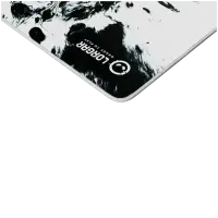 full print white and black design, bottom is black rubber with embossed LORGAR logo with double side edge stitching