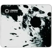 full print white and black design, bottom is black rubber with embossed LORGAR logo with double side edge stitching