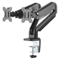 Deltaco Dual Gas Spring, 17"-32", 8 kg, 2 monitori, must - Monitori lauakinnitus