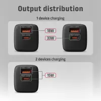 Axagon ACU-PQ33 mobiilseadme laadija Universaalne, Nutikell, Nutitelefon, Akupank, Mobiiltelefon, Tahvel Must Vahelduvvool Kiirlaadimine Hoonesisene – pilt 4