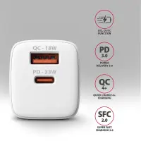 Axagon ACU-PQ33W mobiilseadme laadija Universaalne, Tahvel, Mobiiltelefon, Akupank, Nutitelefon, Nutikell Valge Vahelduvvool Kiirlaadimine Hoonesisene – pilt 3