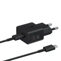 Samsung, USB-C, 25 W, must - Vooluadapter ja USB-C kaabel