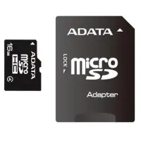 ADATA 8 GB, MicroSDHC, Flash memory class 4, SD adapter