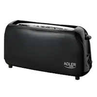 Adler Toaster AD 3206 Black, Plastic, 750 W, Number of slots 2, Number of power levels 1