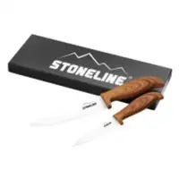 Stoneline Ceramic knifes 18334 Total length approx. 21 cm and 27 cm with blade protection, Material Ceramic, plastic, 2 pc(s), White/ wooden
