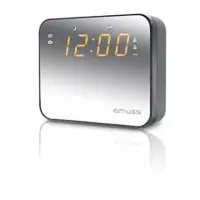 Muse Clock radio  M-165CMR Silver, 0.9 inch amber LED, with dimmer