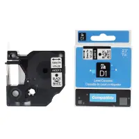 Markeerimislint Dymo D1, 12mm x  7m, must/valgel, analoog