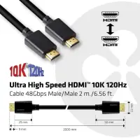 CLUB3D Ultra High Speed HDMI™2.1 Cable 8K 60HZ 48Gbps M/M 2 m./6.56 ft. – pilt 5