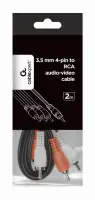 CABLE AUDIO 3.5MM 4PIN TO 3RCA/AV 2M CCA-4P2R-2M GEMBIRD – pilt 2