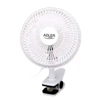 Adler | Fan with clip | AD 7317 | Table Fan | White | Diameter 15 cm | Number of speeds 2 | 30 W