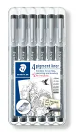 Tindipliiatsite komplekt Staedtler Pigment Liner 308,must, 6 tk