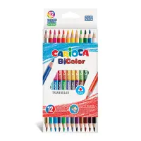Värvipliiatsid CARIOCA Bi-Color, kolmnurksed, kahe otsaga, 12 tk