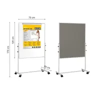 Loengutahvel kahepoolne BI-OFFICE 70x120, magnettahvel/tekstiiltahvel, alum. raam