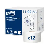 Tualettpaber Tork Soft Mini Jumbo T2, 170mx9,7cm, 2-kih, valge 110253 (kogus 12 tükki)