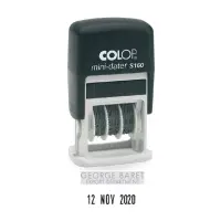 Tempel Colop S160 Dater D03, (DD.MONTH.YYYY), must korpus, kuiv padi