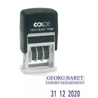 Tempel Colop S160 Dater D03, must korpus, sinine padi