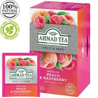 Tee AHMAD Peach & Raspberry, puuvilja ja taimetee segu, 20 tk