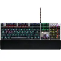 CANYON Nightfall GK-7, Wired Gaming Keyboard,Black 104 mechanical switches,60 million times key life, 22 types of lights,Removable magnetic wrist rest,4 Multifunctional control knob,Trigger actuation 1.5mm,1.6m Braided cable,US layout,dark grey, size:435*125*37.47mm