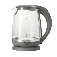 Adler | Kettle | AD 1286 | Standard | 2200 W | 2 L | Plastic/Glass | 360° rotational base | Grey – pilt 2