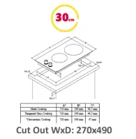 Simfer | Hob | H3.200.VGRIM | Gas | Number of burners/cooking zones 2 | Rotary knobs | Stainless steel – pilt 2