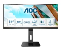 AOC | Curved Monitor | CU34P2A | 34 " | VA | 21:9 | 100 Hz | 1 ms | 3440 × 1440 | 300 cd/m² | Headphone out (3.5mm) | HDMI ports quantity HDMI x 2 | Black | Warranty 36 month(s) – pilt 21