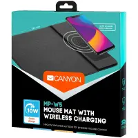 CANYON MP-W5, Mouse Mat with wireless charger, Input 5V/2A,9V2A Output 5W/7.5W/10W, 324*244*6mm, USB Type C cable length 1m, Black, 220g
