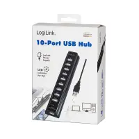 Logilink | USB 2.0 Hub-10 port whit power adapter – pilt 3