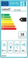 CATA | Hood | GC DUAL A 45 XGWH | Canopy | Energy efficiency class A | Width 45 cm | 820 m³/h | Touch control | LED | White glass – pilt 15