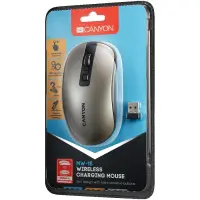 CANYON MW-18, 2.4GHz Wireless Rechargeable Mouse with Pixart sensor, 4keys, Silent switch for right/left keys,DPI: 800/1200/1600, Max. usage 50 hours for one time full charged, 300mAh Li-poly battery, Dark grey, cable length 0.6m, 116.4*63.3*32.3mm, 0.075kg