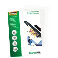 Fellowes | Laminating Pouch | A3 | Glossy | Thickness: 100 micron, Qty Per Pack: 100 pcs; Ideal for notices, craft materials, signage and frequently handled documents; Compatible with all laminator brands
