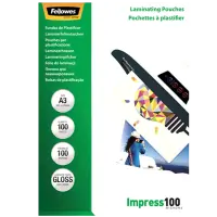 Fellowes | Laminating Pouch | A3 | Glossy | Thickness: 100 micron, Qty Per Pack: 100 pcs; Ideal for notices, craft materials, signage and frequently handled documents; Compatible with all laminator brands