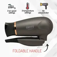 Camry | Hair Dryer | CR 2261 | 1400 W | Number of temperature settings 2 | Metallic Grey/Gold – pilt 7