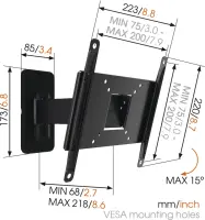 Vogels | Wall mount | MA2030-A1 | Full motion | 19-40 " | Maximum weight (capacity) 15 kg | Black – pilt 2