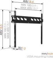Vogels | Wall mount | MA3000-A | Fixed | 32-55 " | Maximum weight (capacity) 60 kg | Black – pilt 2