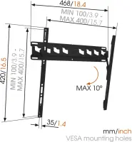 Vogels | Wall mount | MA3010-A1 | Tilt | 32-55 " | Maximum weight (capacity) 40 kg | Black