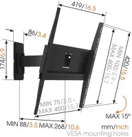 Vogels | Wall mount | MA3030-A1 | Full motion | 32-65 " | Maximum weight (capacity) 25 kg | Black – pilt 3