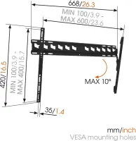 Vogels | Wall mount | MA4010-A1 | Tilt | 40-65 " | Maximum weight (capacity) 60 kg | Black – pilt 4