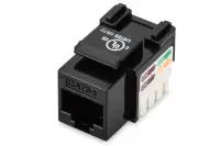 Class D CAT 5e Keystone Jack | DN-93501 | Unshielded RJ45 to LSA | Cable installation via LSA strips, color coded according to EIA/TIA 568 A & B; The Cat 5e keystone module supports transmission speeds of up to 1 GBit/s & 100 MHz in connection with cat. 5e or higher network installation cables | Black