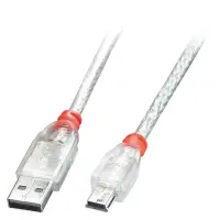 Lindy 41783 USB-kaabel USB 2.0 2 m USB A Mini-USB B 0,48 Gbit/s Läbipaistev