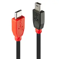 Lindy 31717 USB-kaabel USB 2.0 0,5 m Mini-USB B Micro-USB B 0,48 Gbit/s Must, Punane – pilt 2