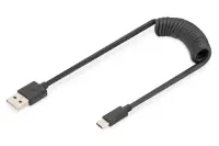 Digitus | USB 2.0 Type A to USB C Spiral Cable | AK-300430-006-S | USB-A to USB-C USB 2.0 Type A, plug | USB C, plug