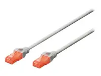 CAT 6 U-UTP | Patch cord | PVC AWG 26/7 | Transparent red colored plug for easy identification of Category 6 (250 MHz) | Grey | 1 m | Modular RJ45 (8/8) plug