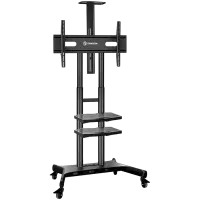 ONKRON Mobile TV Stand for 50-83” TVs with Wheels Shelves Height Adjustable Rolling TV Cart, Black